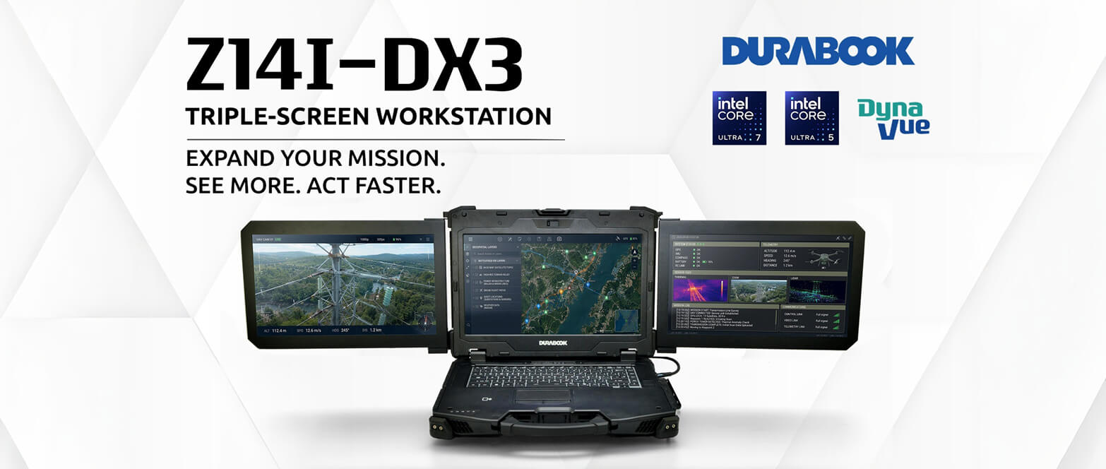 Durabook Launches the Z14I-DX3 Triple-Screen Rugged Workstation for Edge AI